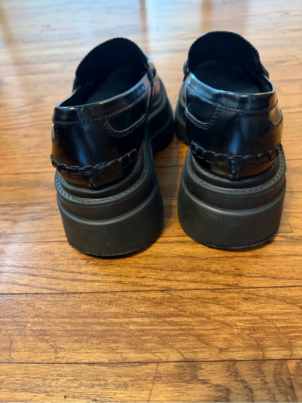 Alexander Wang Black Patent Leather Platform Penny Loafers - Picture 5 of 8